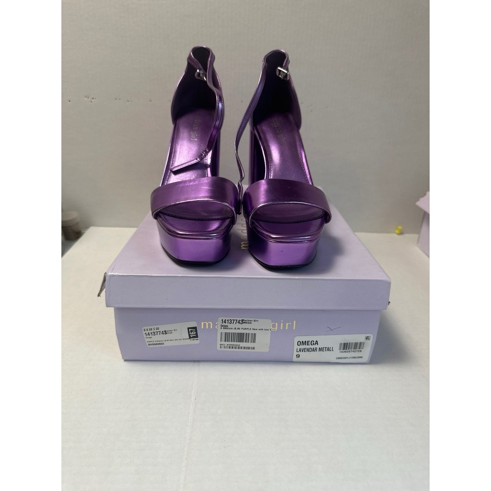 Madden Girl Omega Heels Purple Metallic Size 9 W/ Box